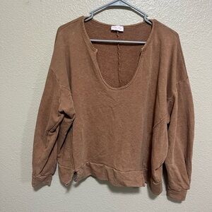 Pink Lily Cozy Brown Sweatshirt